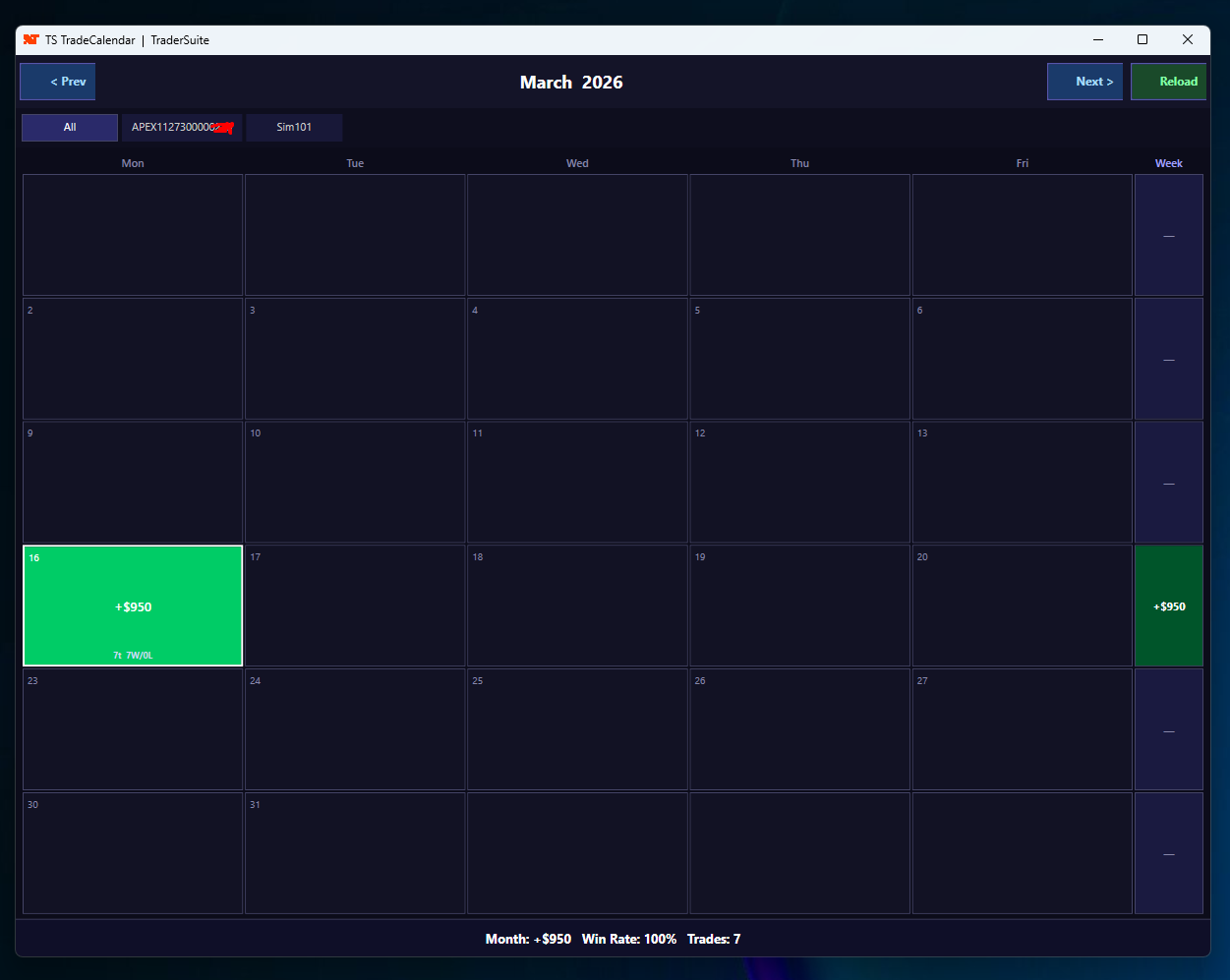 Trade Calendar - NT8 Trading Indicator